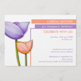 Invitation de Fête de l'mariée orange violet simpl