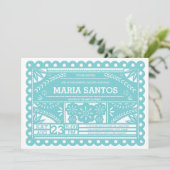 Invitation de Fête de l'mariée Papel Picado - Bleu (Debout devant)