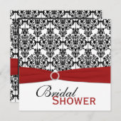 Invitation de Fête de l'mariée rouge, blanc et noi (Devant / Derrière)