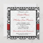 Invitation de Fête de l'mariée rouge, blanc et noi (Dos)