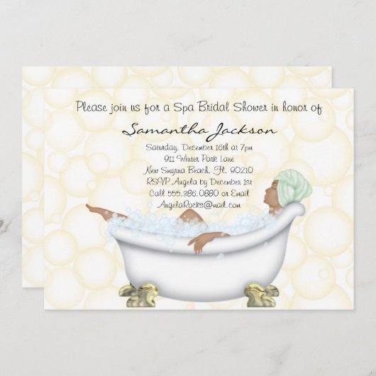 Invitation de Fête de l'mariée Spa (Devant / Derrière)