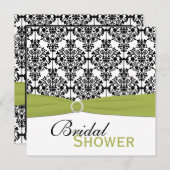 Invitation de Fête de l'mariée vert, blanc, noir D (Devant / Derrière)