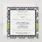 Invitation de Fête de l'mariée vert, blanc, noir D (Dos)