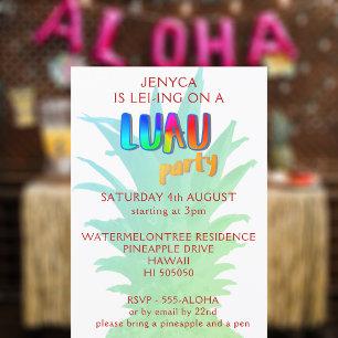 Invitation de fête de luau kitsch au ananas tropic