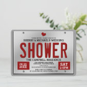 Invitation de fête de mariage avec plaque d'immatr (Debout devant)