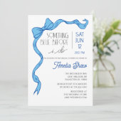 Invitation de Fête de Mariage avec un Ruban Bleu (Debout devant)