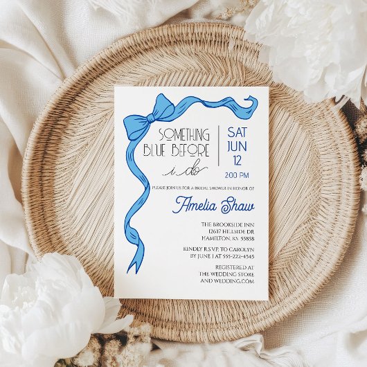 Invitation de Fête de Mariage avec un Ruban Bleu