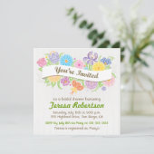 Invitation de Fête de Mariage Bannière Florale (Debout devant)