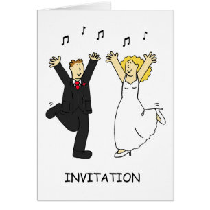 Invitation de fête de mariage Couple de dessin ani