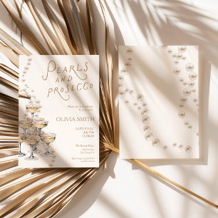 Invitation de Fête de Mariage Élégante Perles et P