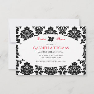 Invitation de Fête de Mariage en Damassé Noir & Fl
