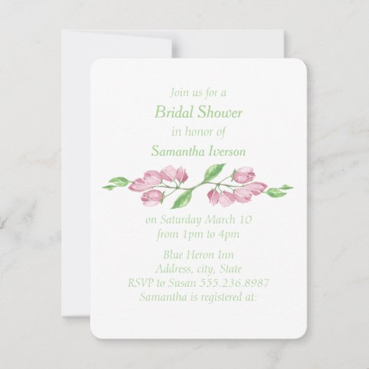 Invitation de Fête de Mariage Fleur de Cerisier (Devant)