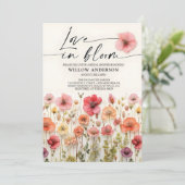 Invitation de Fête de Mariage Fleur Sauvage 'Love  (Debout devant)