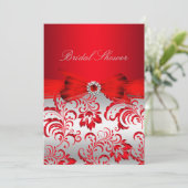 Invitation de Fête de Mariage Fleurs Rouges & Ruba (Debout devant)