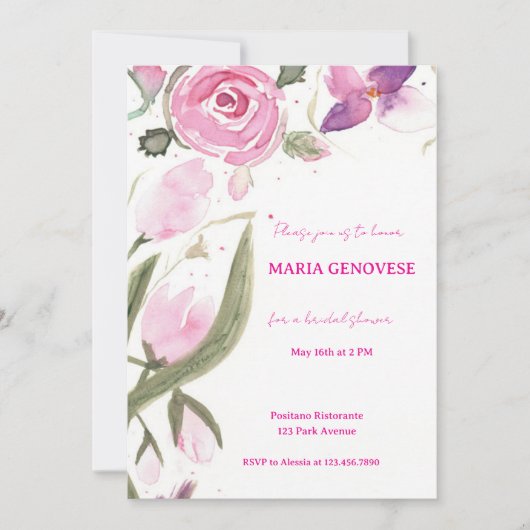 Invitation de Fête de Mariage Florale (Devant)