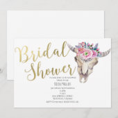 Invitation de Fête de Mariage Florale Crâne de Vac (Devant / Derrière)