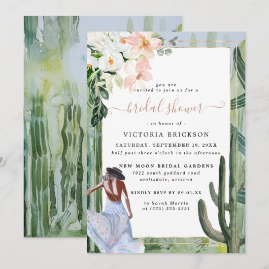 Invitation de Fête de Mariage Florale Désertique d (Devant / Derrière)