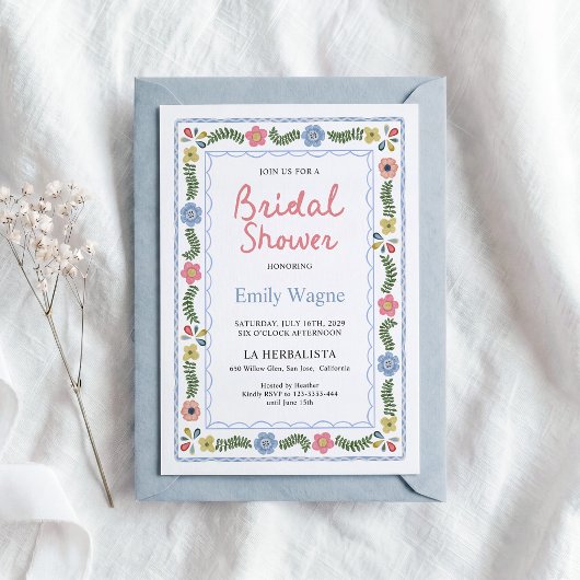 Invitation de Fête de Mariage Florale, Folklore Co