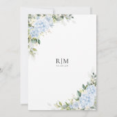 Invitation de Fête de Mariage Florale Hydrangea Bl (Dos)