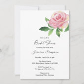 Invitation de Fête de Mariage Florale Rose (Devant)
