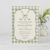 Invitation de Fête de Mariage Gingham Golf Let's P (Debout devant)
