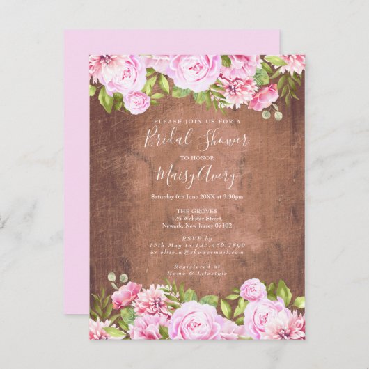 Invitation de Fête de Mariage Jardin de Roses Rust (Devant / Derrière)