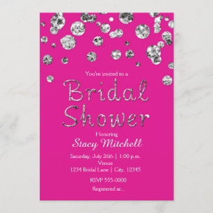 Invitation de Fête de Mariage Pailletée Argent Ros