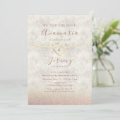 Invitation de fête de mariage pailletée or rose (Debout devant)