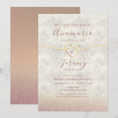 Invitation de fête de mariage pailletée or rose (Devant / Derrière)