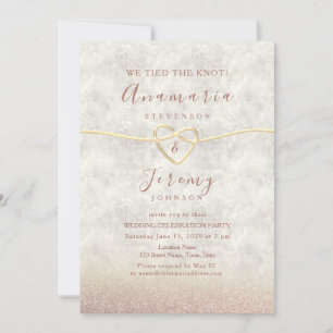 Invitation de fête de mariage pailletée or rose
