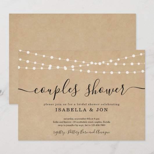 Invitation de Fête de Mariage pour Couples Rustiqu (Devant / Derrière)