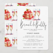 Invitation de fête de mariage rose Brunch & Bubbly (Devant / Derrière)