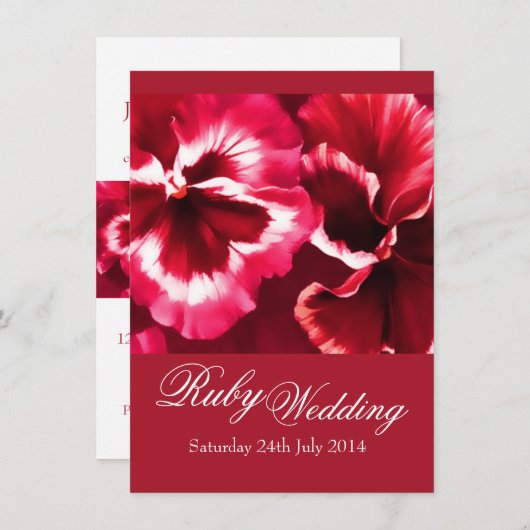 Invitation de fête de mariage rubis 40 ans (Devant / Derrière)