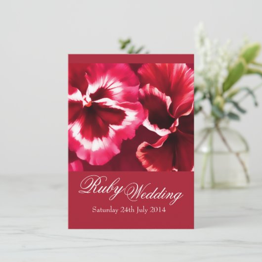 Invitation de fête de mariage rubis 40 ans (Debout devant)