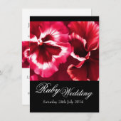 Invitation de fête de mariage rubis 40 ans Noir Bl (Devant / Derrière)