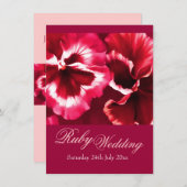 Invitation de fête de mariage rubis 40 ans Rose &  (Devant / Derrière)