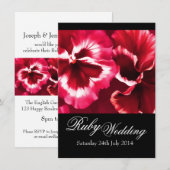 Invitation de fête de mariage rubis 40e noir blanc (Devant / Derrière)