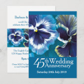 Invitation de fête de mariage Saphir 45 ans bleu (Devant / Derrière)