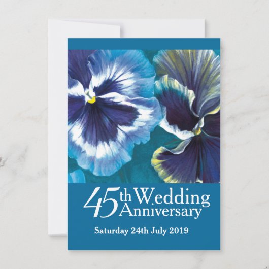 Invitation de fête de mariage Saphir 45ème bleu (Devant)