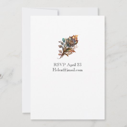 Invitation de Fête de Mariage Steampunk (Dos)