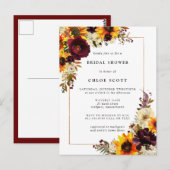 Invitation de Fête de Mariage Tournesol d'Automne (Devant / Derrière)