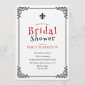 Invitation de Fête de Mariée Noir Blanc Classique (Devant)