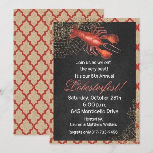 Invitation de fête de mijotée de fruits de mer au  (Devant / Derrière)