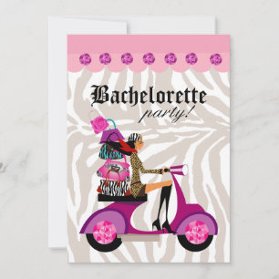 Invitation de fête de mode Scooter Femme Zèbre Noi
