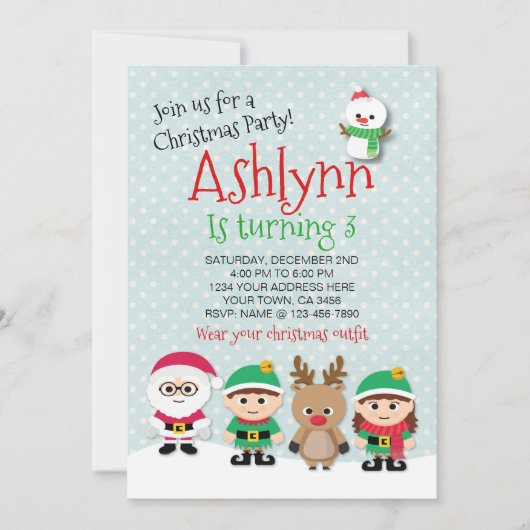 Invitation de fête de Noël (Devant)