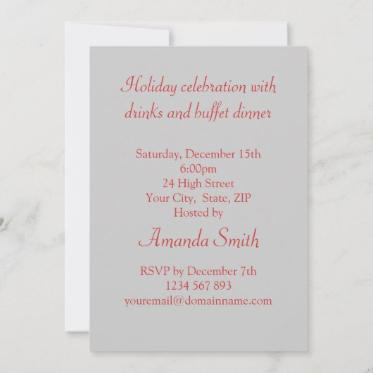 Invitation de Fête de Noël (Dos)