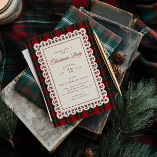 Invitation de fête de Noël à cadre en point de den
