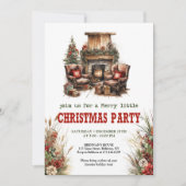 Invitation de fête de Noël à la ferme rouge et ver (Devant)