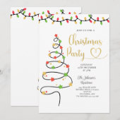 Invitation de fête de Noël à la lumière de chaîne (Devant / Derrière)