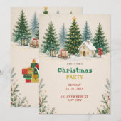 Invitation de fête de Noël à l'aquarelle (Devant / Derrière)